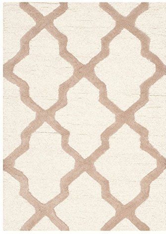 SAFAVIEH Geometrisch tapijt voor woonkamer, eetkamer, slaapkamer - Cambridge Collection, korte pool, ivoor en beige, 76 x 244 cm
