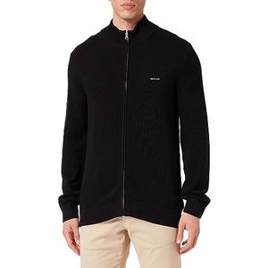 GANT Heren Cotton Pique Zip Cardigan Cardigan Vest, Zwart, Standaard, zwart, M