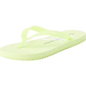 Calvin Klein Jeans Vrouwen strand sandaal MONOLOGO TPU Flip Flop, Lime Sorbet/Helder Wit, 6 UK, Lime Sorbet Helder Wit, 39 EU