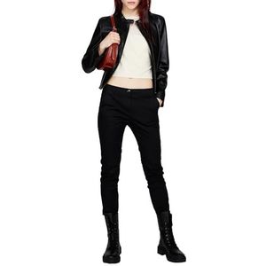 Sisley Womens 2X9WLN02S Leather Jacket, Black 100, 38, Black 100, 38