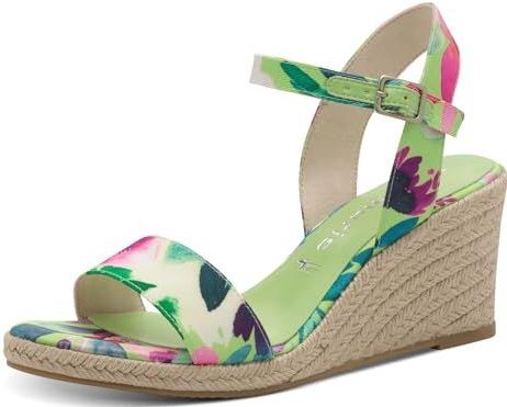 Sandalen - Multicolor - Textiel - Sleehak 7,5 cm