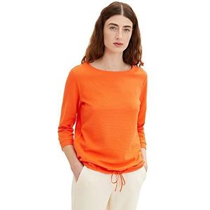TOM TAILOR Dames Lange mouwen met structuur 1024039, 15612 - Fever Red, XS