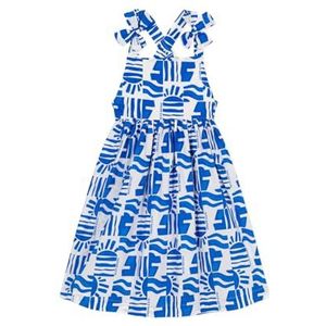 Petit Bateau Mouwloze jurk met bandjes voor meisjes en jongens, Malvavisco/porselein, 3 Jaar