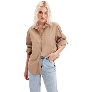 Trendyol Dames Mink Boyfriend Shirt, 38