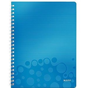 Leitz A4 Notitieboek Met PP Kaft, Blauw, Spiraalgebonden, 80 Vellen, Geruit, Ivoorkleurige Vellen Van 90 Gsm, WOW