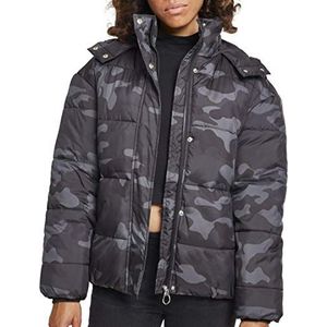 Urban Classics Donsjack voor dames, camouflage, winterjas, boyfriend camo pufferjack, camouflage (dark camo), 5XL grote maten