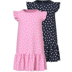 NAME IT - Nmfvida Capsl Jurken - Marineblauw - 2 Stuks