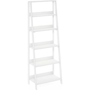 Furinno Ladder Boekenkast Display Plank, 6-laags Wit