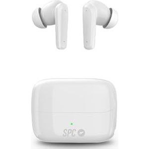 SPC Ether 2 Pro Witte draadloze hoofdtelefoon met actieve ruisonderdrukking, 6 uur + 20 uur looptijd in oplaadbox, gaming-modus, IPX4, touch-bediening en lezen