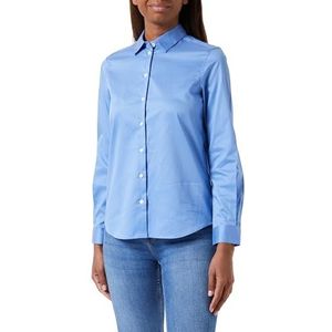 Seidensticker Damesblouse, modieuze blouse, regular fit, hemdblousekraag, lange mouwen, 100% katoen, blauw, 34