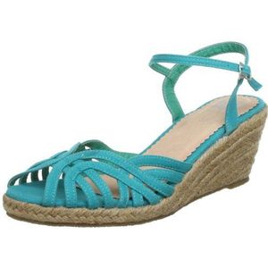 Ruby Brown Dames High Jute Wedges enkelband, Turquoise 101, 38 EU