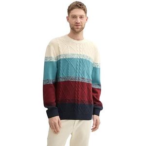 TOM TAILOR heren trui, 36170 - Sand Teal Red Navy Gradient, M