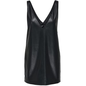 ONLY - Korte Jurk - Zwart - Imitatieleer - 100% Polyester