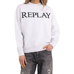 Replay Sweatshirt voor dames van 100% katoen, Optical White 001, XXS