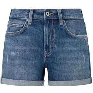 Pepe Jeans Dames rechte korte Hw Shorts, Blauw (Denim-HU4), 32W, Blauw (Denim-hu4), 32W