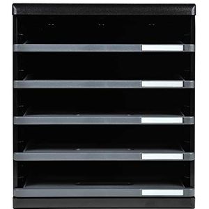 Exacompta - ref. 303714D - Organisatiesysteem - Ladebox MODULO A4 met 5 open laden voor A4+ documenten - Afmetingen: Diepte 35 x breedte 28,8 x hoogte 32 cm - Zwart/muisgrijs