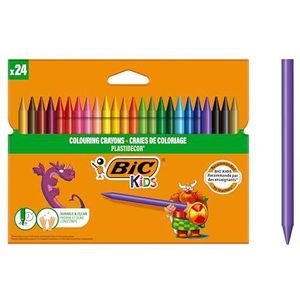 BIC Kids 24 Plastidecor waskrijtjes- diverse kleuren- 24 stuks