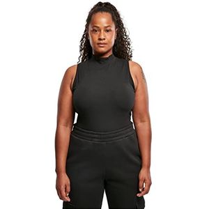 Urban Classics Mouwloze body voor dames, met col, kraag en drukknoopsluiting, wijde been- en mouwen, rolkraag, maat XS tot 5XL, zwart, S