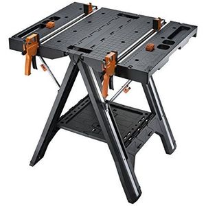 Worx WX051 Pegasus Multifunctionele Werktafel En Zaagbok, Met Snelklemmen En Houders, Zwart, 78,7 x 63,5 x 81,3 cm