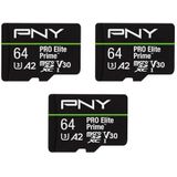 PNY - PRO ELITE PRIME - Geheugenkaart - 64GB - microSDXC - Zwart - U3 - UHS-I