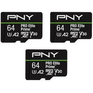 PNY - PRO ELITE PRIME - Geheugenkaart - 64GB - microSDXC - Zwart - U3 - UHS-I