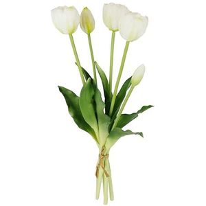 Flair Flower Real-Touch tulpenband, kunstbloemen, lentedecoratie, paasdecoratie, tulpen, tulpen, latex, kunstbloemen, tafeldecoratie, steelbloem, zijden bloem, crème