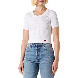 Love Moschino Dames cropped top, optisch wit, 38, wit (optical white), 38