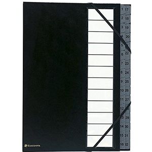 Exacompta - Ref. 56032E - 1 Sorteermap Ordonator - met elastosluiting - harde kartonnen omslag - bedrukte plastic tabs van 1 tot 31 - 32 vakken - afmeting 23,5x 33,5 cm - voor A4 - Kleur: zwart