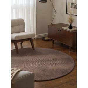 Hanse Home Woltapijt Eleni - natuur woonkamertapijt rond - met de hand getuft - Hygge Skandi, boho tapijt, wol voor woonkamer, slaapkamer, eetkamer, hal - taupe, Ø120 cm