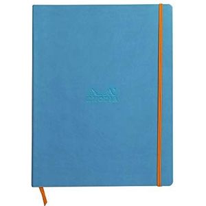 Rhodia Rhodiarama Notitieboek (met zacht deksel in A4+, 220 x 297 mm, 80 vellen, microgeperforeerd, gelinieerd, met elastiek, bladwijzers, elastische binnenzak) 1 stuk, turquoise