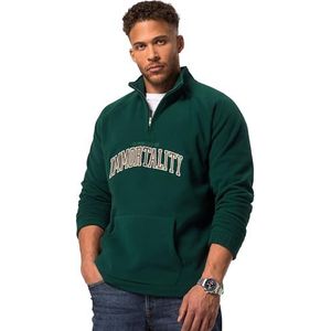 STHUGE Heren fleece troyer, applicatie sweatshirt, groen, XL