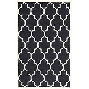 Safavieh Everly Textured Area tapijt, handgetuft wol tapijt in zwart/ivoor, 152 X 243 cm