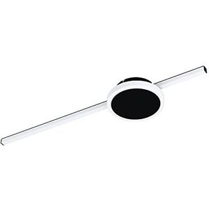 EGLO LED-plafondlamp Sarginto, 2-lichts plafondspot minimalistisch, lamp plafond voor woonkamer en hal, plafondverlichting van zwart metaal en wit kunststof, warm wit, rond