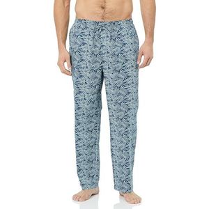 Amazon Essentials Men's Geweven pyjamabroek met rechte pasvorm, Marineblauw Wit Palmblad, XXL