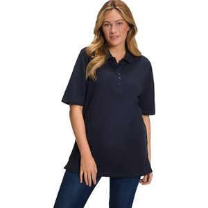 Ulla Popken Basic poloshirt voor dames, blauwzwart., 62-64