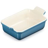 Le Creuset Heritage rechthoekige schaal, aardewerk, 19 cm, 1,1 liter, diep groenblauw