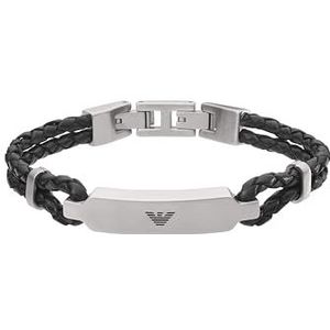 Emporio Armani tweekleurige roestvrij staal en lederen ID-armband