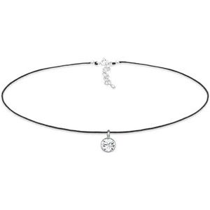 Elli Halsketting Dames choker nylon met kristal in 925 sterling zilver