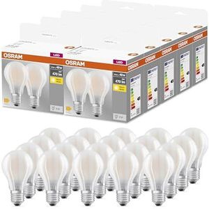 OSRAM BASE standard mat 40 LED-pære med E27-sokkel, klassisk klassisk pæreform, 2-pak, 4W, 470lm, 2700K, varmt hvidt lys, lav varmeeffekt, lang levetid, lavt energiforbrug