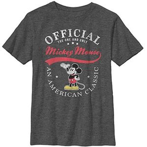 Disney Mickey Mouse American Classic Poster Boys T-shirt, Charcoal Heather, L