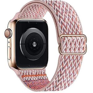 SUPERIXO Nylon band compatibel met Apple Watch Band 40 mm 38 mm 41 mm Sport Loop Strap, roze zand