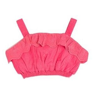 Koton Babygirl Linen Crop Blouse Slim Strappy Elastische Tailleband Ruffle, roze (294), 12-18 Maanden