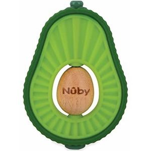 Nuby - Bijtspeeltje ""Avocado"" in silicone en hout - Draaiend houten kern - Speelgoed voor baby's en jonge kinderen - Helpt bij het doorkomen van de tandjes - Zonder BPA - 6+ maanden