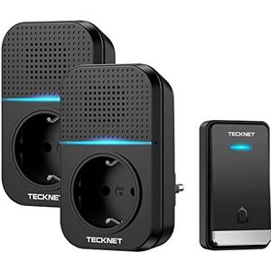 TECKNET - Draadloze Deurbel - Zwart - Set met 1 Bel en 2 Ontvangers - Waterdicht IP65 - 400 m Bereik