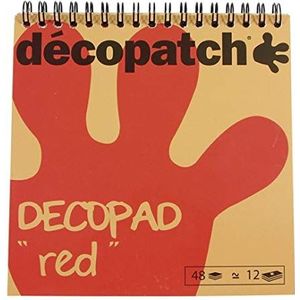 Décopatch - Ref BLOC03O - Decopad - Rode Papers - 15cm x 15cm, 48 vellen, 12 patronen, kleinere schaal Décopatch vellen, geschikt voor Mach, Hout, Metaal, Kunststof & Meer