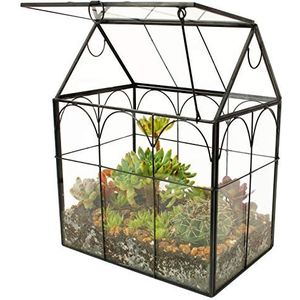 ElegantLife Succulent terrarium, huisvorm, handgemaakte vetplant met bovenblad schommeldeksel, plantenbak voor varenmos, cactussen, luchtplanten (geen plant inbegrepen)