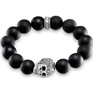 Thomas Sabo damesarmband Rebel at Heart 925 zilver agaat zwart 15 cm - A1571-704-11-L15