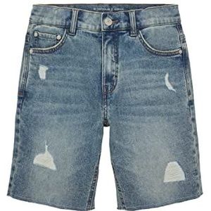 TOM TAILOR Destroyed jeansshorts voor jongens en kinderen, 10121 - Destroyed Bleached Blue Denim, 164 cm