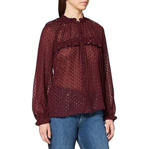 Q/S designed by Damesblouse met lange mouwen, losse pasvorm, dark red, 32