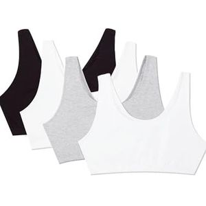 Fruit of the Loom Tankstyle Cotton Bra Sportbeha, ondoorzichtig (verpakking van 4 stuks), Zwart/Wit/Wit/Heather Grey 4-pack, 40